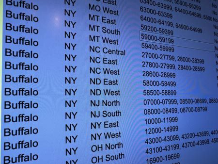 Excel spreadsheet showing thousands of lanes data